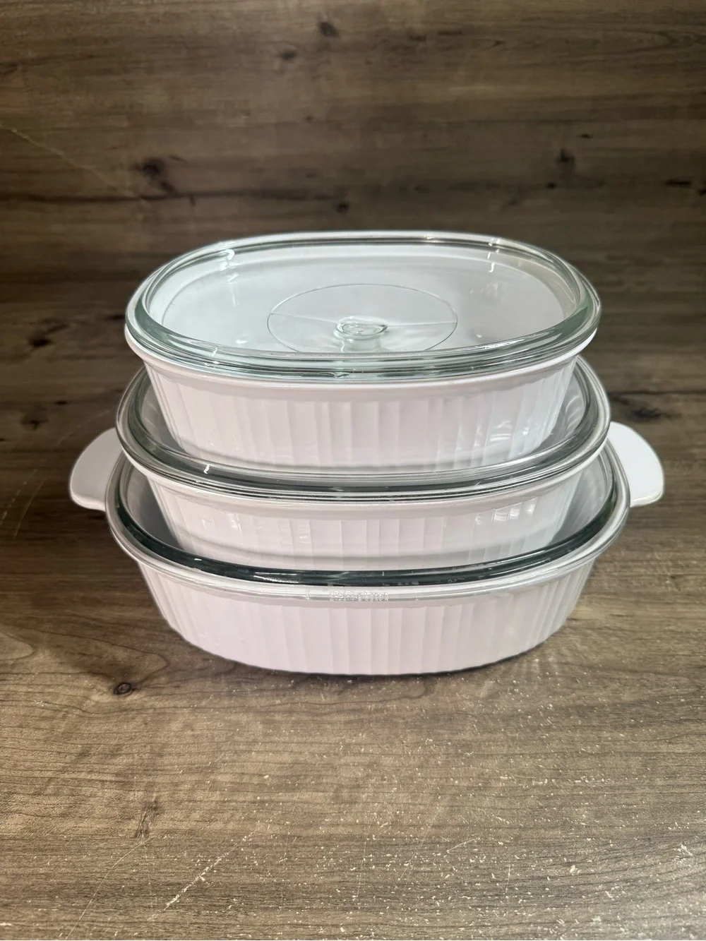 Corning Corelle French White Covered Casserole Set 4, 2.8, 1.8L Discontinued